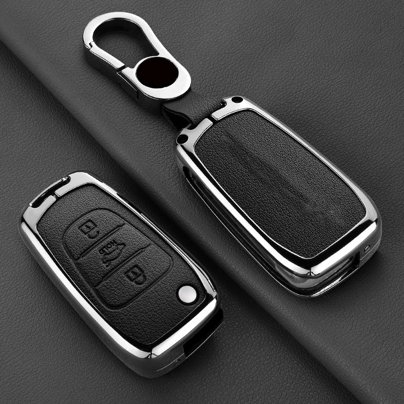 Zinc Alloy Leather Car Key Case For Hyundai Elantra Accent I20 I30 Ix20 Ix35 Car Flap Key Case Elantra Accent Car Key Case