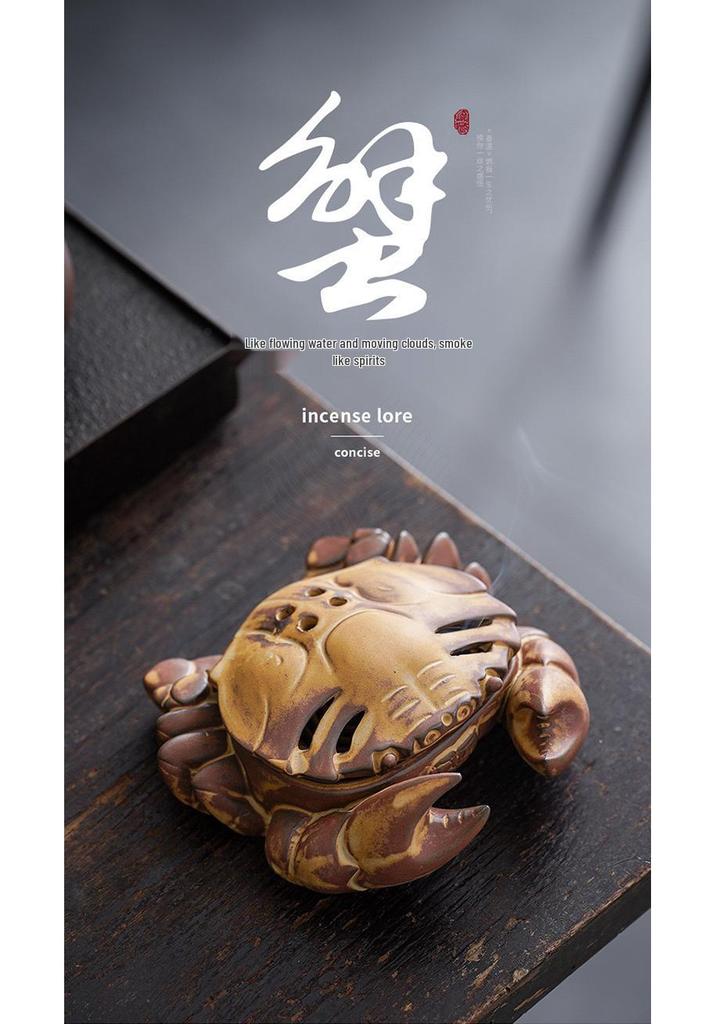 Crab-Shaped Ceramic Incense Burner - Antique-Style Indoor Home Decoration and Mosquito Repellent.
