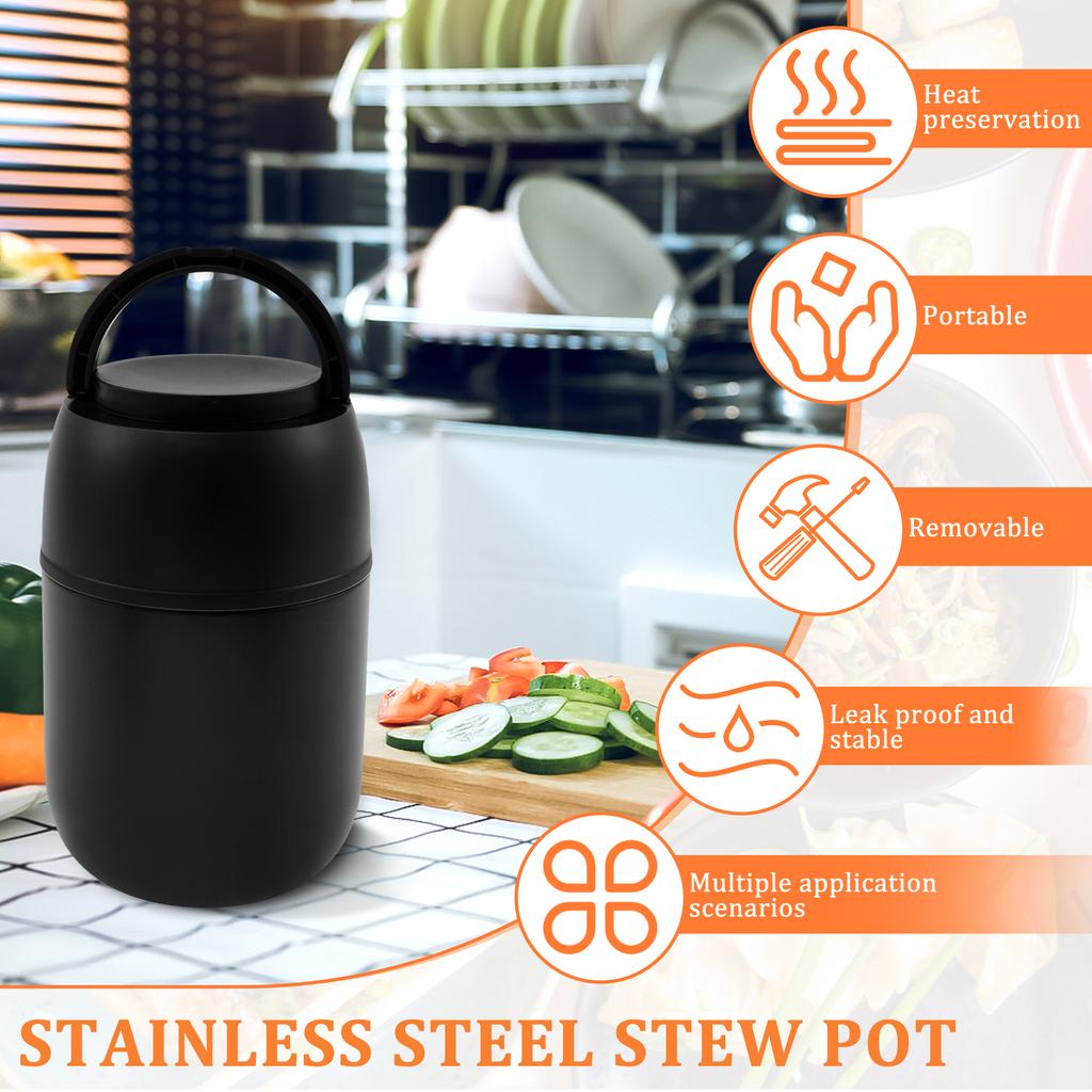Insulated Food Container 500 ml Food Grade 304 Stainless Steel Food Thermal Jar Leakproof Soup Thermos Jar with Folding Spoon