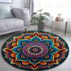 Crystal Velvet carpetBohemian Round Doormat - Vibrant Mandala Design, Non-Woven Fabric, Rubber Backing, Hand Wash Only - Ideal F