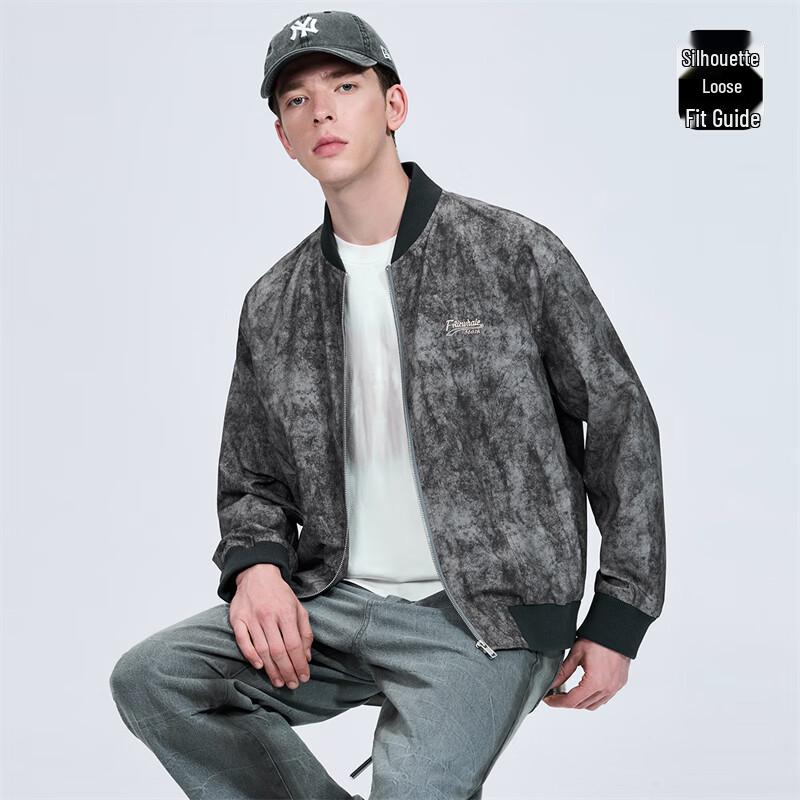 Mark Fairwhale Herren Batik Distressed Baseballkragenjacke