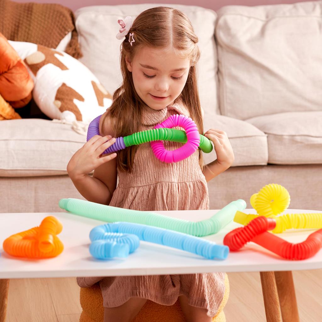 10/20/30 Pcs Pop Tubes, Fidget Tubes for Children and Adult Sensory Fidget Toy Set for Stress and Anxiety Relief Educational Toy