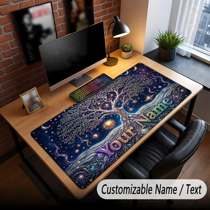 Tree of Life Theme Custom Mouse Pad Personalized With Name Text Customized Desk Mat For Office Home Decor