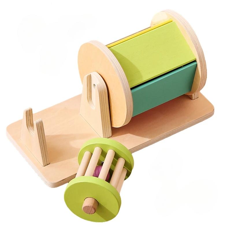 

Новые деревянные игрушки Монтессон, макарунный цвет, вращающийся барабан, сортировка по цвету и форме, парные, сенсорные игрушки для малышей, подарок на день рождения для малыша