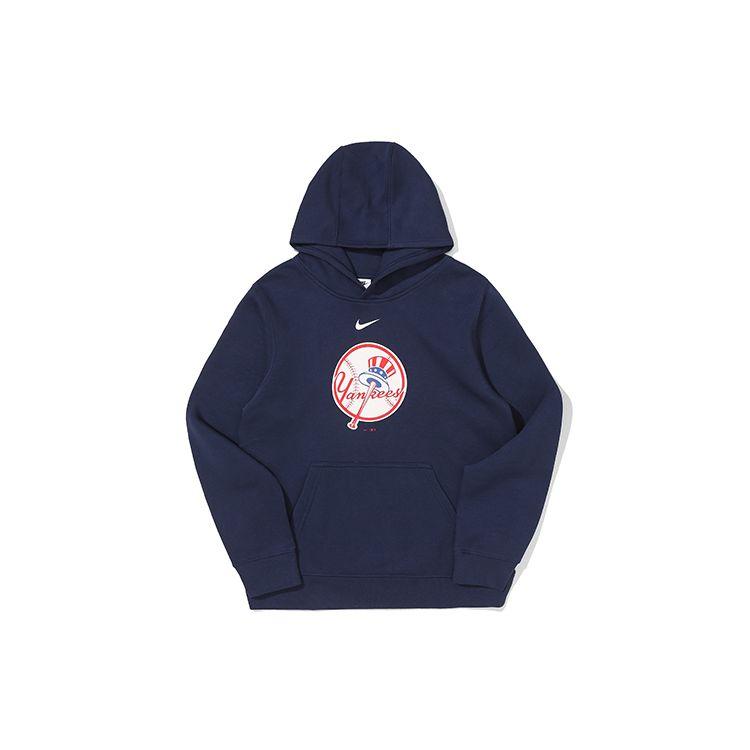 Nike X MLB Collaboration Hoodie With Yankees Logo Baseball Elements Print Kids Hoodies Blue 3Z3B7SBHC-NYY L