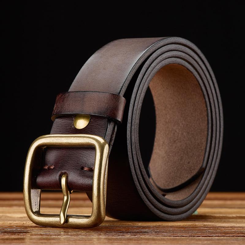 Men s Retro Casual Genuine Leather Cowhide Belt - Korean Style Trendy Jeans Waistband 125cm