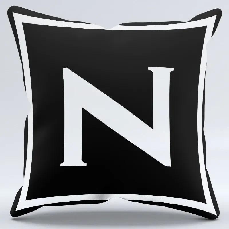 Simple Black and White Letter Print Pattern Home Bedroom Living Room Sofa Car Office Decoration Pillowcase