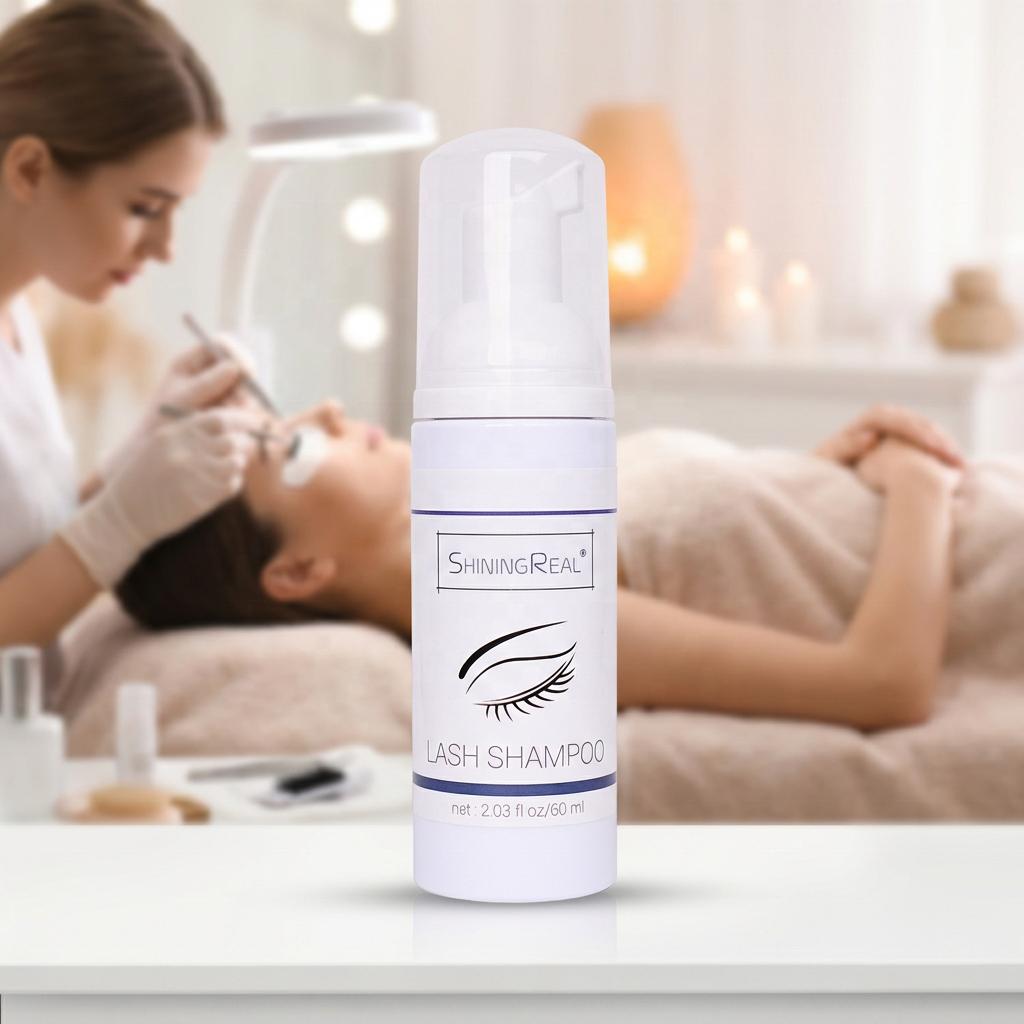 Vegan Whipped Cream Eyelash Bath Shampoo Mild Lash&Brow Cleanser Beauty Tool Flower Tear-Free Eyelash Extension 100ML&bottleaspicture