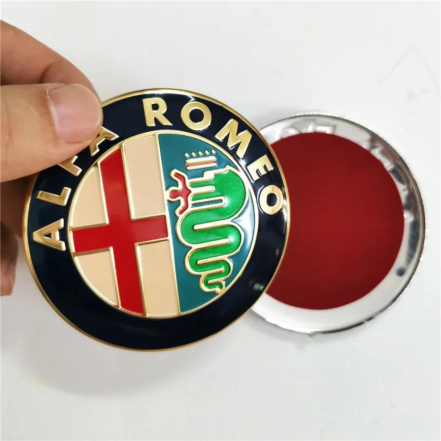 YCSBJ1 74MM for Alfa Romeo Logo Giulietta Mito Giulia 147 156 Stelvio 159 Emblem Allloy Sticker Car Front Rear Trunk Badge Accessories