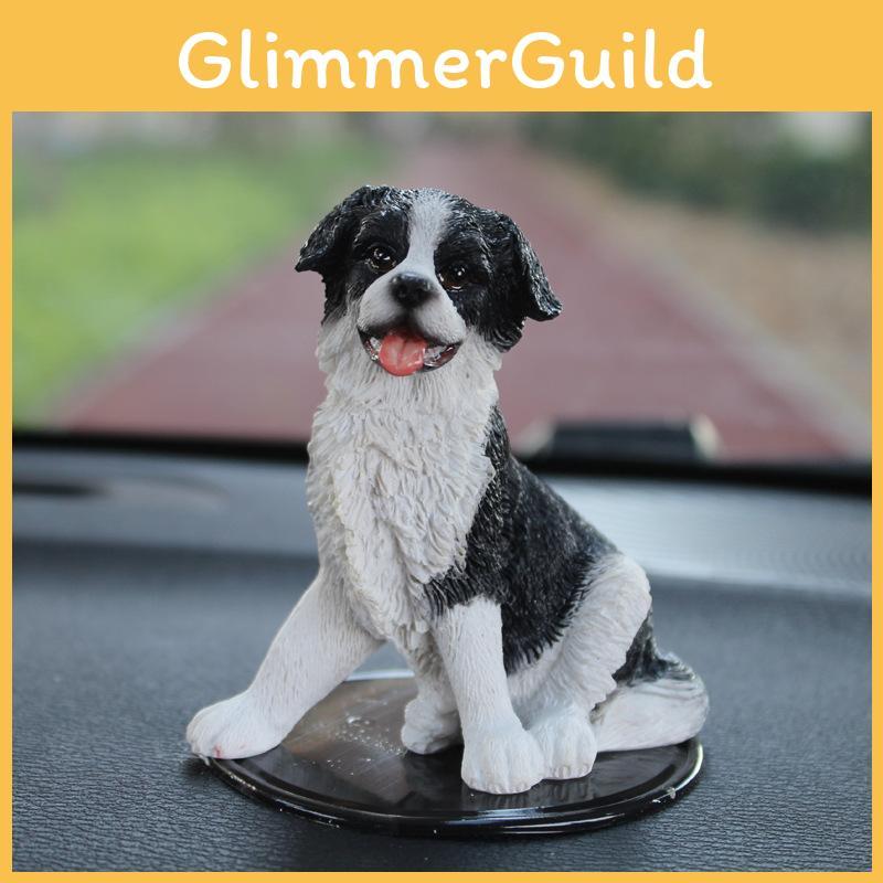 Resin Border Collie Animal Figure With Modern Style For Car Interior And Office Decor