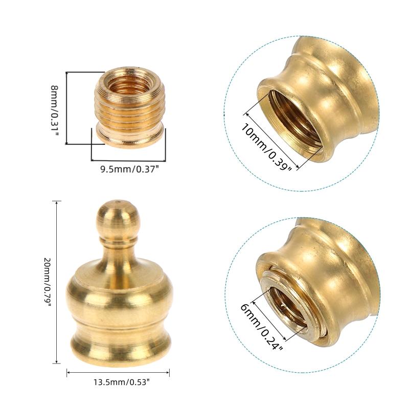 2 Sets Solid Brass Lamp Shade Screw Cap Nuts with Reducing Adapter Heavy Duty for Home DIY Lighting Projects Lamp Repair Parts