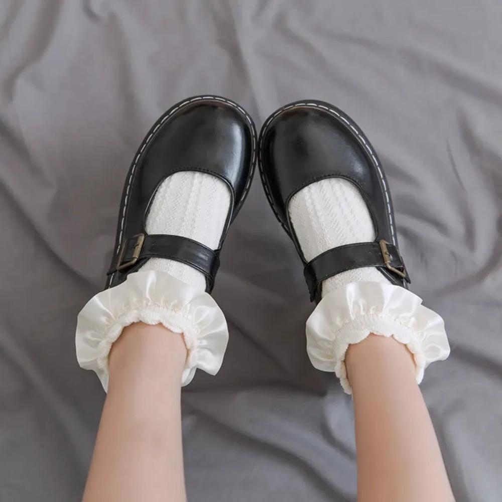Cute Socks Lolita Lace Ruffle Design Cotton Socks for Women Girls Soft Cute Kawaii JK Skirt Accessories Lace Socks 1 Pair Black