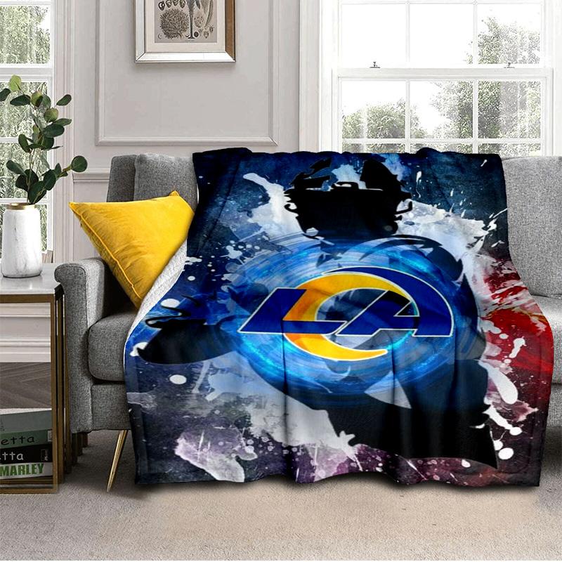 Rams Team Spirit Printed Throws Blanket Soft Flannel Blankets for Couch Bed Gifts for Men Women Picnic Blanket Christmas Gifts