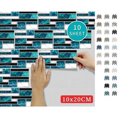 10Pcs Waterproof Kitchen Wall Tile Stickers Marble Mosaic Texture Bathroom Decals Self-adhesive Oilproof Wallpaper