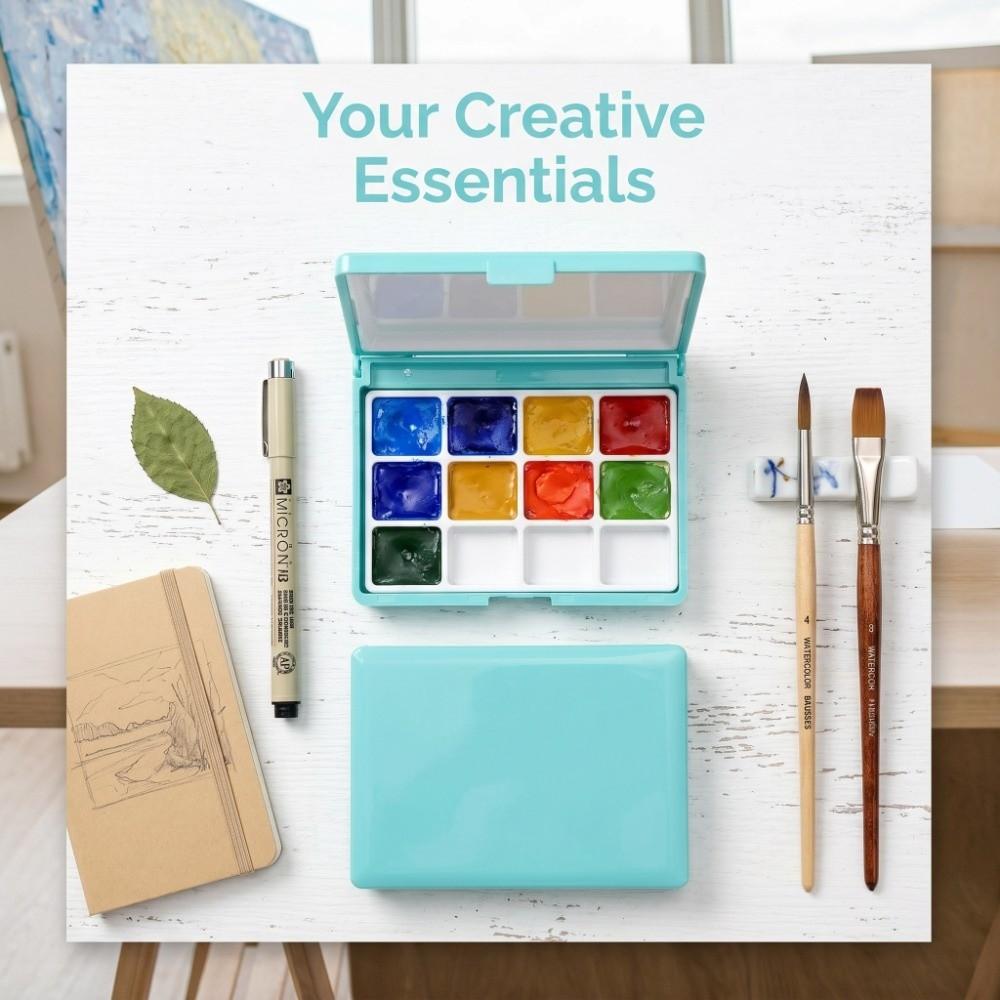 2PCS 12/24 Grids Palette Case Red/Blue Pigment Tray Paint Container Daily Pigment Distribution