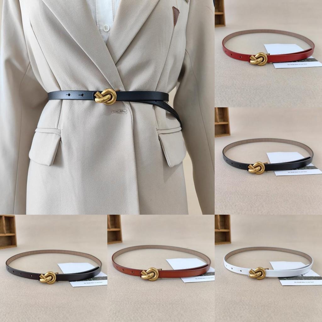 Womens Classic Leather Belt With Alloy Snap Closure And Minimalist Gift Style