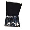 Black Mother of Pearl (MOP) with Round Emboss Aluminium Handle Serving Spoon (6 Piece)