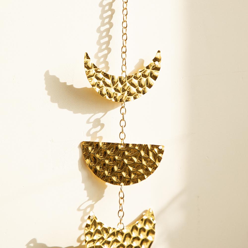 Gold Metal Moon Phase Wall Hanging Boho Home Decor Crafts Modern Phases Decoration Art Wall Decor for Bedroom Living Room Gift