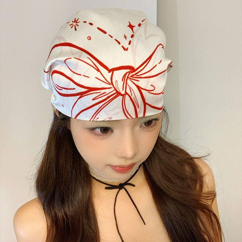 Bow Y2k Print Turban All-match Small Square Scarf Exquisite Printed Headscarf  Outdoor