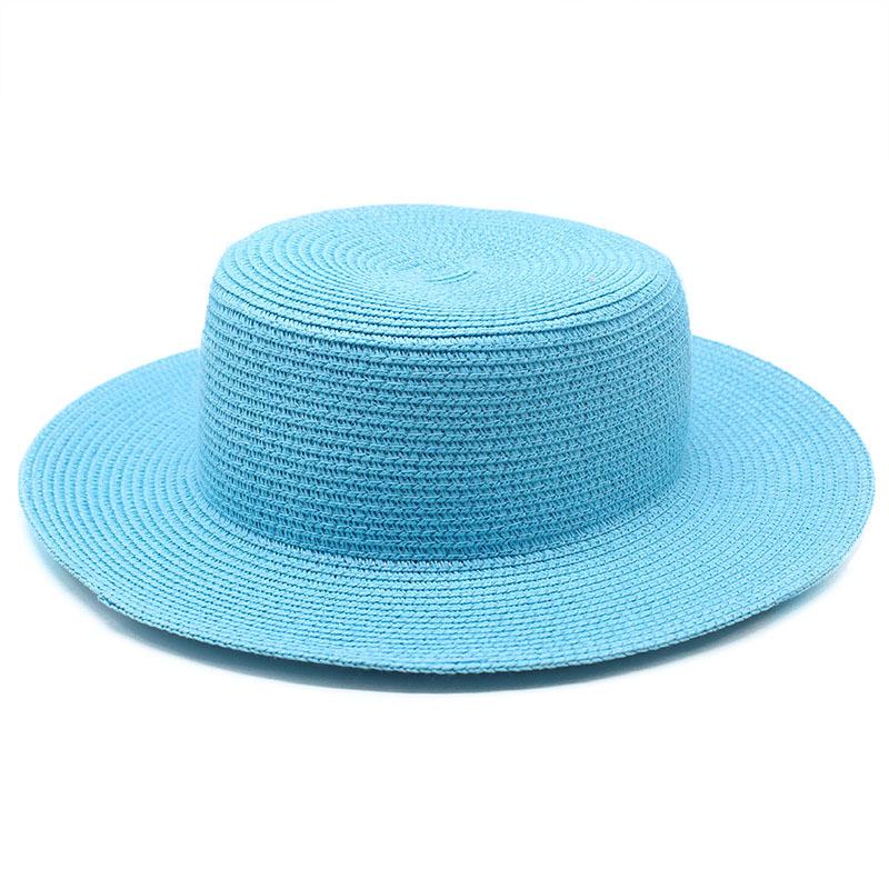 Grass Green Straw Hat Women'S Sky Flat Top Top Hat Seaside Vacation Beach Hat Internet Celebrity Straw Hat Sun Hat