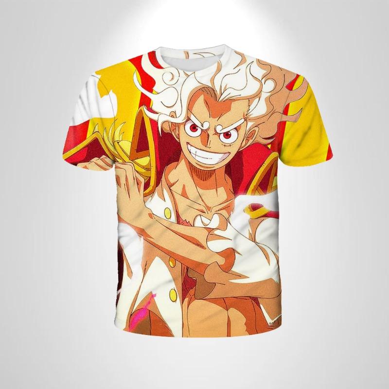 Cartoon Short-sleeved Cosplay Luffy Men  Anime One Piece Boy T-shirt Mans Top Boy Loose Men Clothing Black T-shirt