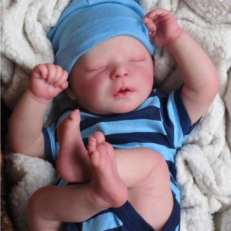 45CM Realistic Soft  Silicone  Vinyl Cloth Asleep Reborn Baby Doll With 3D-painting Skin, Alive Cloth Boby Newborn Cute Birthday Gift