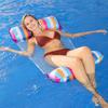 Water Hammock Swimming Mattress Inflatable Pool Deckchair with Striped Net 120x70 Cm
