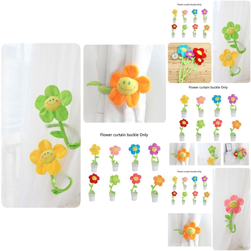 Plush Sunflower Rose Window Curtain Tieback Short Plush Pp Cotton Filling 8 Colors 3 Heights