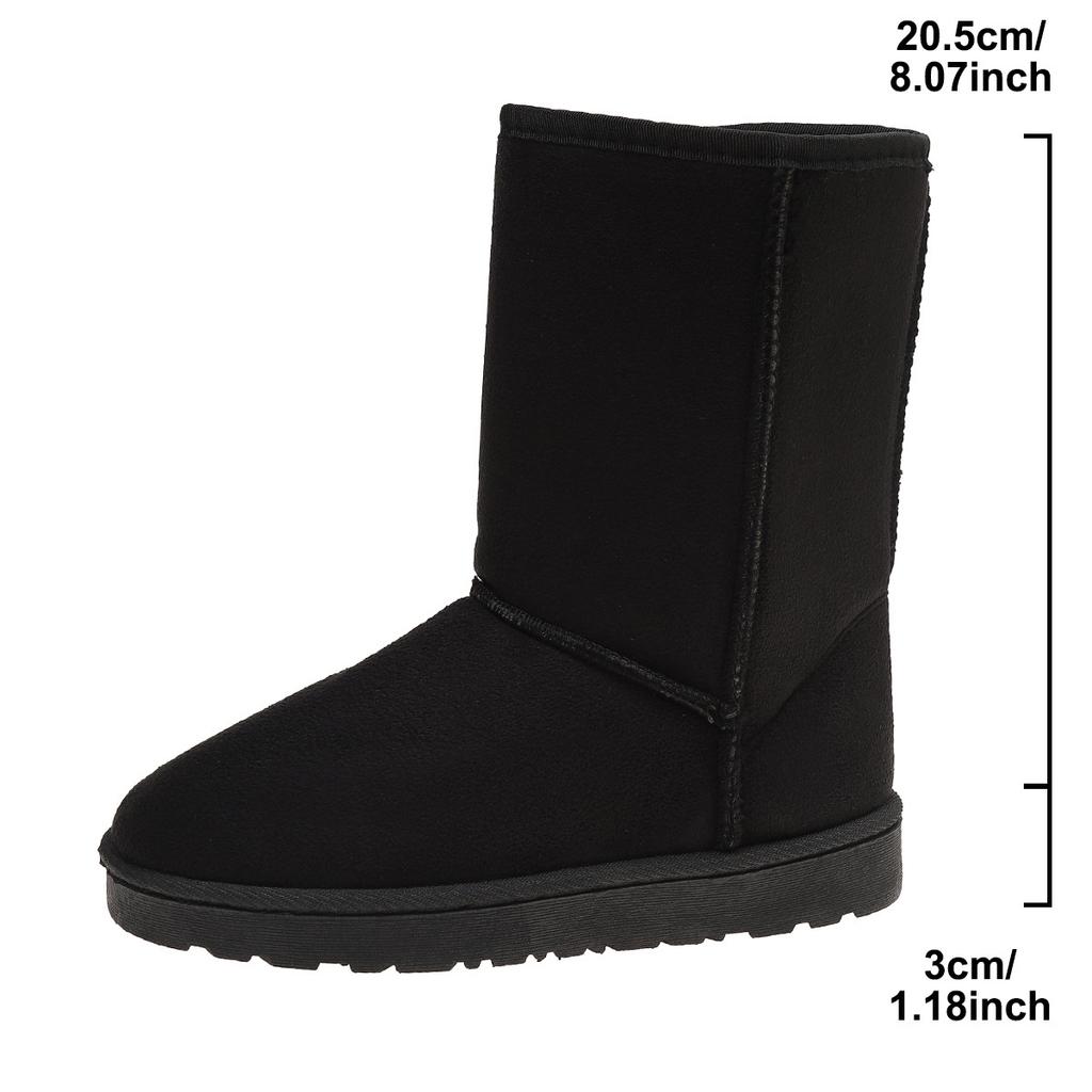 Bawełniane buty damskie w dużych rozmiarach 2025 zima nowe proste aksamitne damskie buty na grubej podeszwie wysokie bawełniane buty ocieplane śniegowce