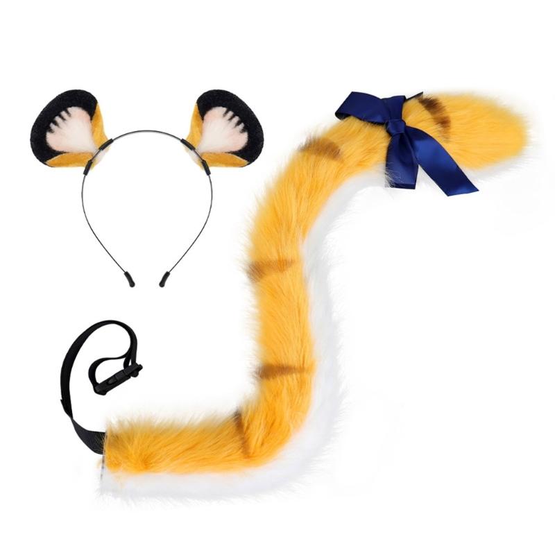 Animal Ear Headband and Animal Tail Set Halloween Animal Costume Accessories for Kid Adult Halloween Christmas Cosplay 1