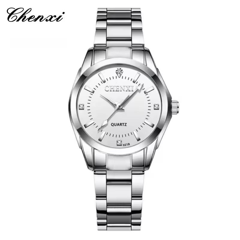 CHENXI 021B Women's Quartz Watch Fashion Elegant Waterproof Stainless Steel Strap Casual Wristwatch for Ladies Gift