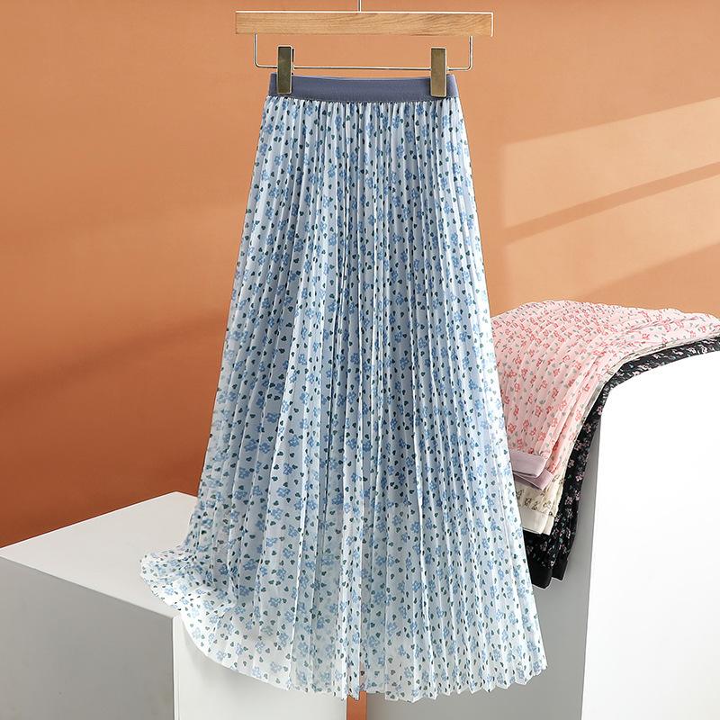 Qooth Frauen Floral Tüll Tutu A-linie Rock Mode Lässig Gedruckt Rock Für Frühling Sommer QT2325