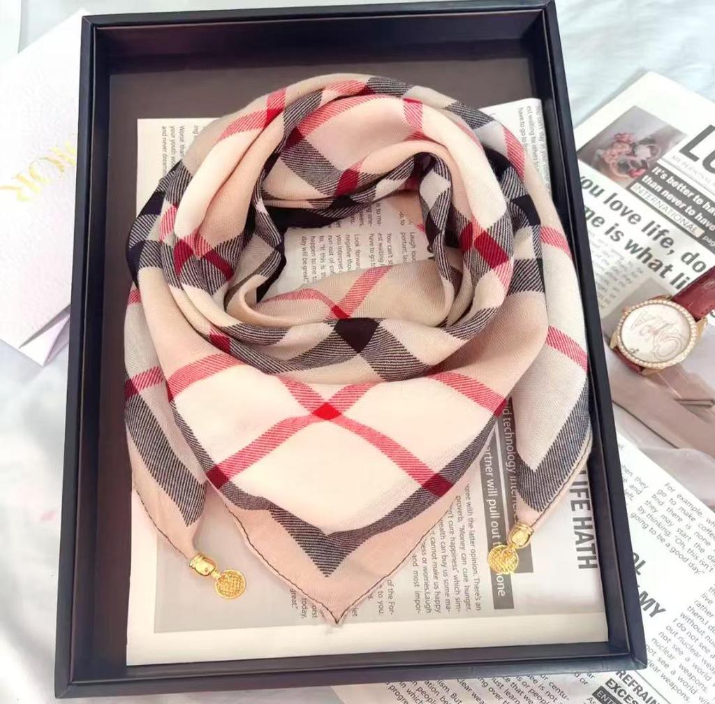 Chic Autumn/Winter Silk Scarf with Magnetic Golden Ball Clasp – Korean Style Neck Warmer