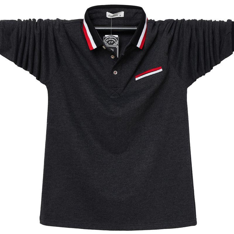 Nuevo POLO de manga larga de talla grande para hombre, camiseta holgada informal de negocios de manga larga