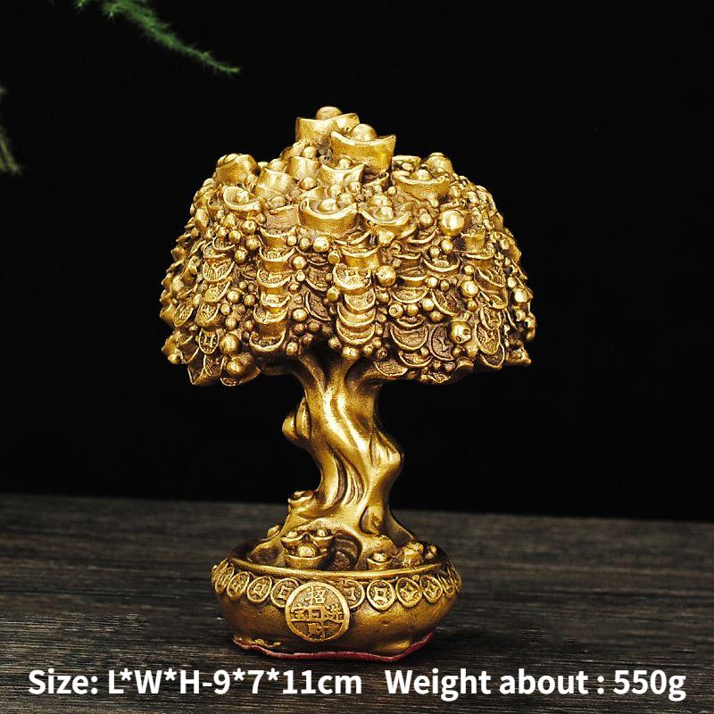 Wealth Tree Chinese Pure Copper Bring Lucky Money Tree Ornaments Pot Tree Living Room Office Desktop Decoration