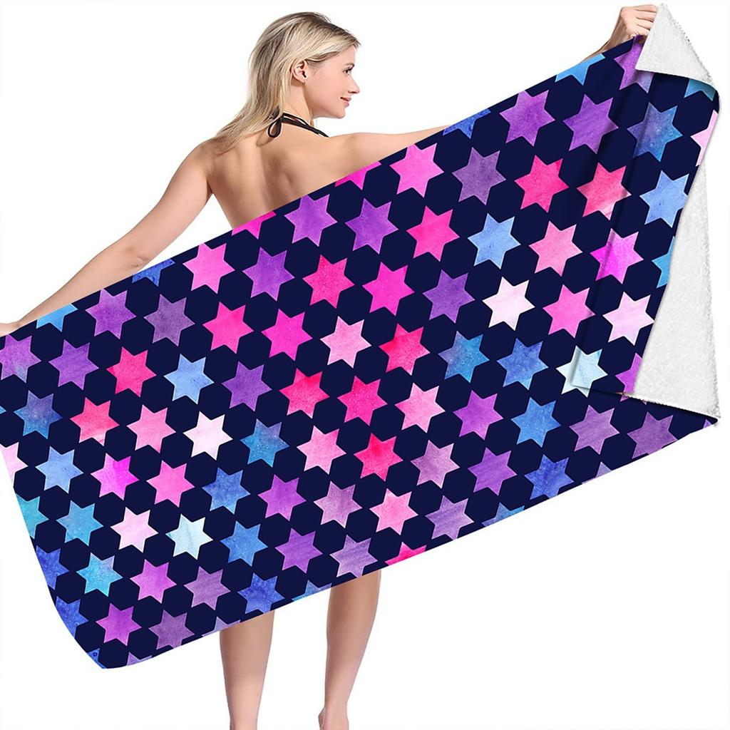 Microfiber Beach Towel Lightweight Pattern Bath Towel Sandproof Beach Blanket Multi-Purpose Towel For Travel Swimming Pool Yoga And Gym Sport