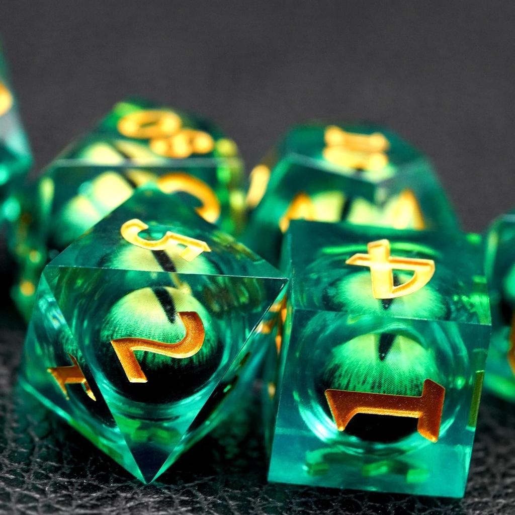 Dragon Eyeball Dice Set, 7PCS Sharp Edge D&D Dice with Gift Case for Dungeons and Dragons Table Game