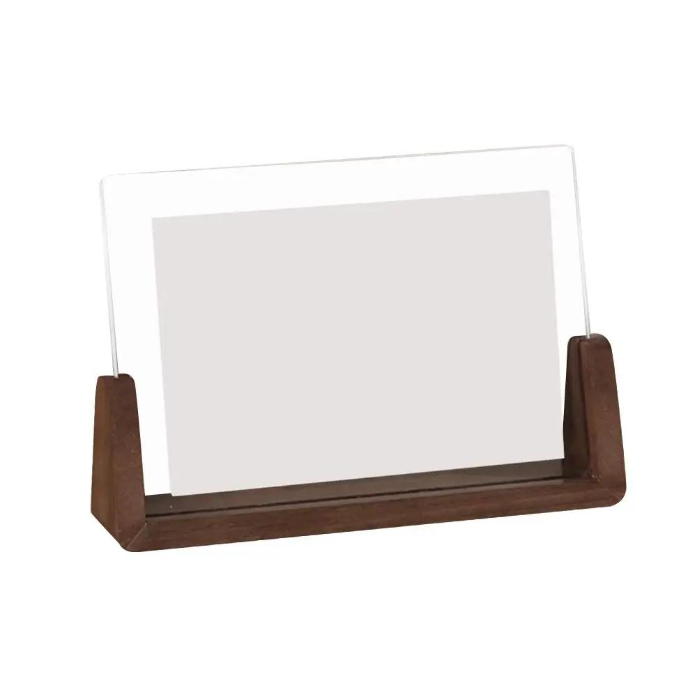 Walnut/Beech Creative Photo Frame Acrylic U Shape Transparent Frame Desktop Wood Wedding Pictures Frame Office Decor