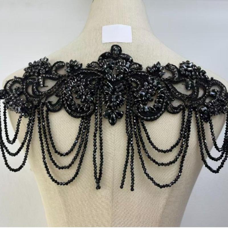 1 STÜCK Handgenähte Fransen Perlen Spitze Strass Applikationsaufnäher 26 Farben DIY Handgemacht Kleid Hochzeitskleid Bekleidungszubehör