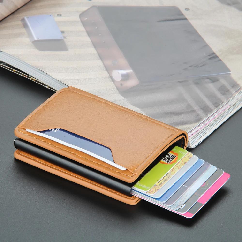 Credit Bank Card Holder Wallet Men Anti Rfid Blocking Protected Card Case PU Leather Slim Mini Card Cover Small Wallets