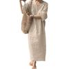 IHUASU Women's Fashion Summer Spring Solid Color Print 3/4 Sleeves V-Neck Casual Dresses Elegant