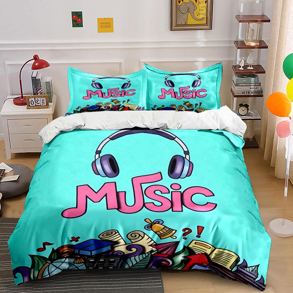 Music-Themed Educational Decor Set Soft Comfortable Duvet Cover Bedding Set Included 1*Duvet Cover & 2*Pillowcases, Gift