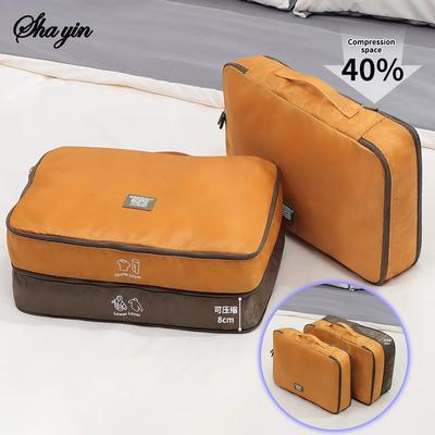 Creative Two-color Spliced Travel Clothing Storage Bag, Double-layer Compressed Travel Clothing Storage Bag