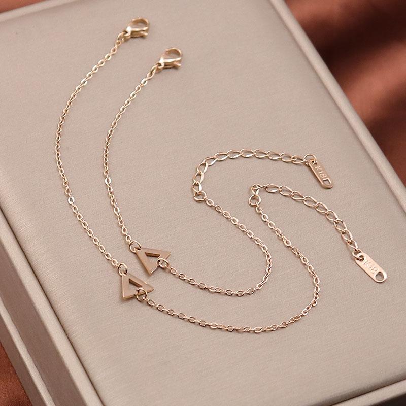 Popular Personality Titanium Steel Triangle Rose Gold Stainless Steel Women'S Bracelet Anklet