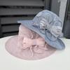 Spring and summer outdoor big eaves sunscreen bucket hat fashion casual linen breathable beach hat ladies sunshade basin hat