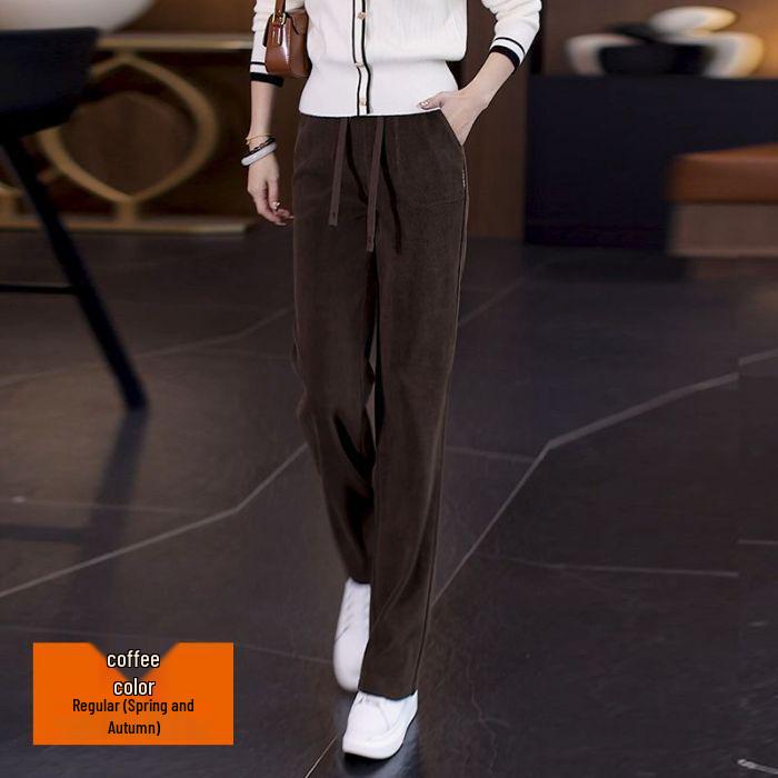 

Европейские и американские брюки с высокой посадкой и широкими штанинами, стройнящие - Женский весенне-осенний стиль 4XL