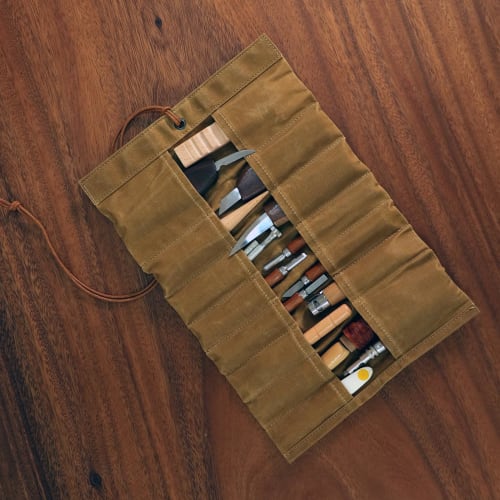 TOURBON Tool Roll Bag, Knife Case, Fabric Wrapped Tool Organizer, DIY Tool Storage Case
