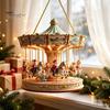Santa Claus Carousel Pendants Christmas Carousel/Snow Cottage Hanging Ornament, Double-Sided Double Sided Printed Acrylic Charms Pendant for