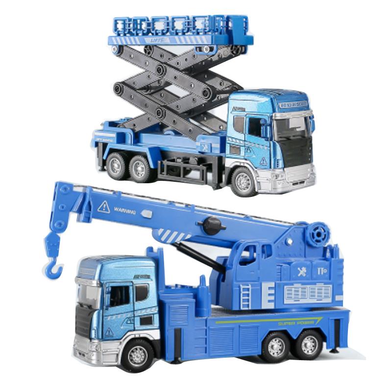 136 Die Cast Alloy Engineering Car Model Playset Simulation Fire Game Rescue Tower Car Echo Sound Light Kids Birthday Gift B158