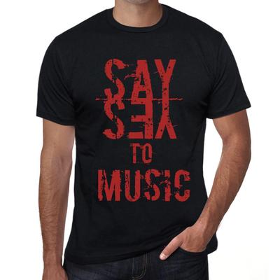 Men’s Vintage Tee Shirt Graphic T Shirt Say Yes To Music Deep Black